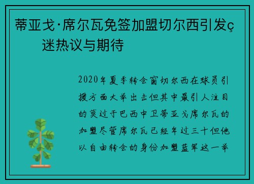 蒂亚戈·席尔瓦免签加盟切尔西引发球迷热议与期待