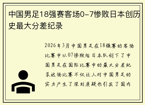 中国男足18强赛客场0-7惨败日本创历史最大分差纪录 中国男足18强赛客场0-7惨败日本创历史最大分差纪录