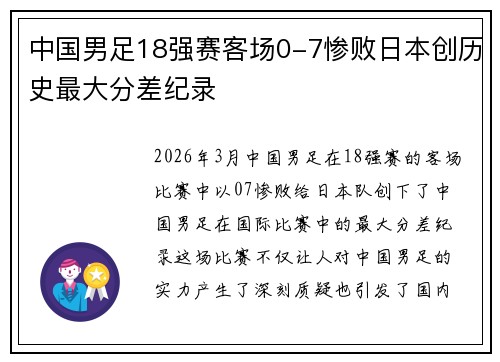 中国男足18强赛客场0-7惨败日本创历史最大分差纪录